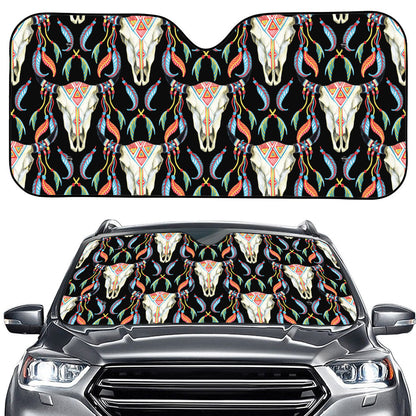 Native Buffalo Pattern Print Car Windshield Sun Shade