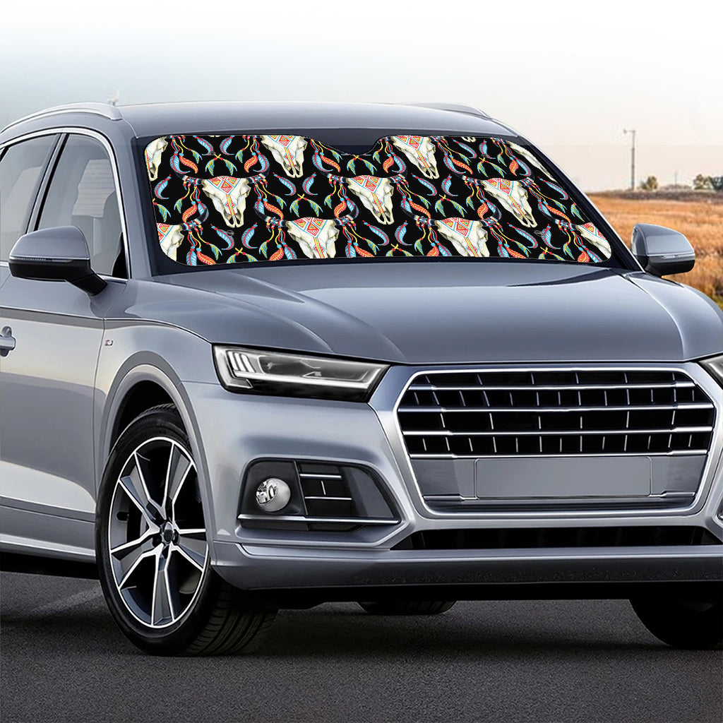 Native Buffalo Pattern Print Car Windshield Sun Shade