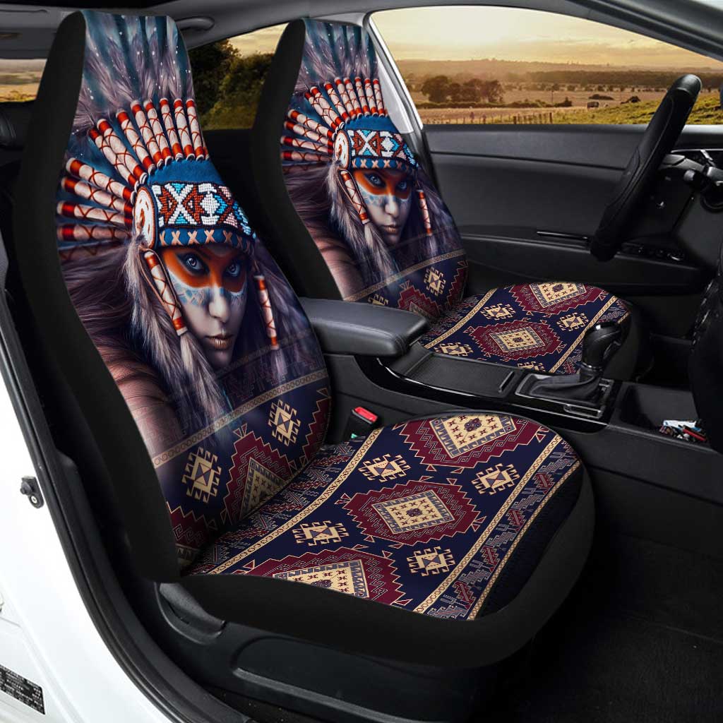 Native Girl Car Seat Covers Custom Warrior Woman Car Accessories