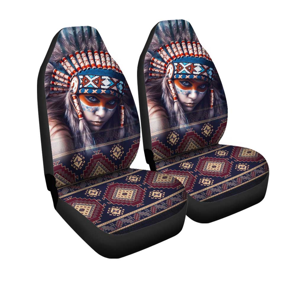 Native Girl Car Seat Covers Custom Warrior Woman Car Accessories