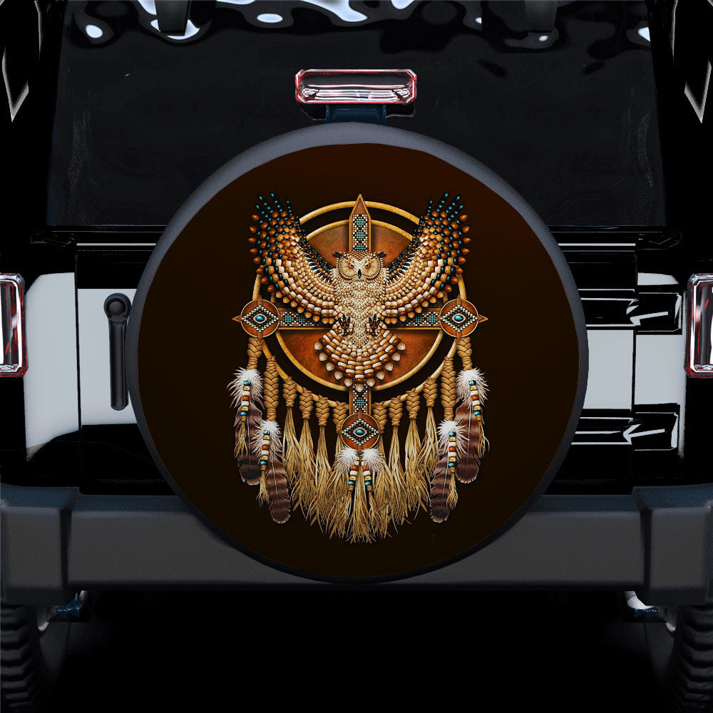 Native Owl, Native American Camping Car Spare Tire Cover