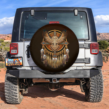 Native Owl, Native American Camping Car Spare Tire Cover