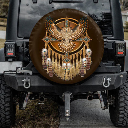 Native Owl, Native American Camping Car Spare Tire Cover