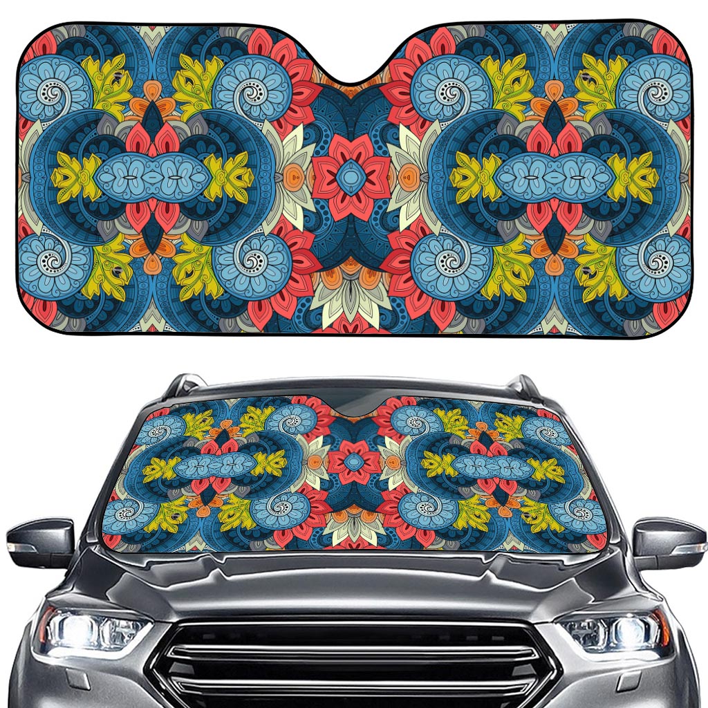 Native Tribal Bohemian Pattern Print Car Windshield Sun Shade