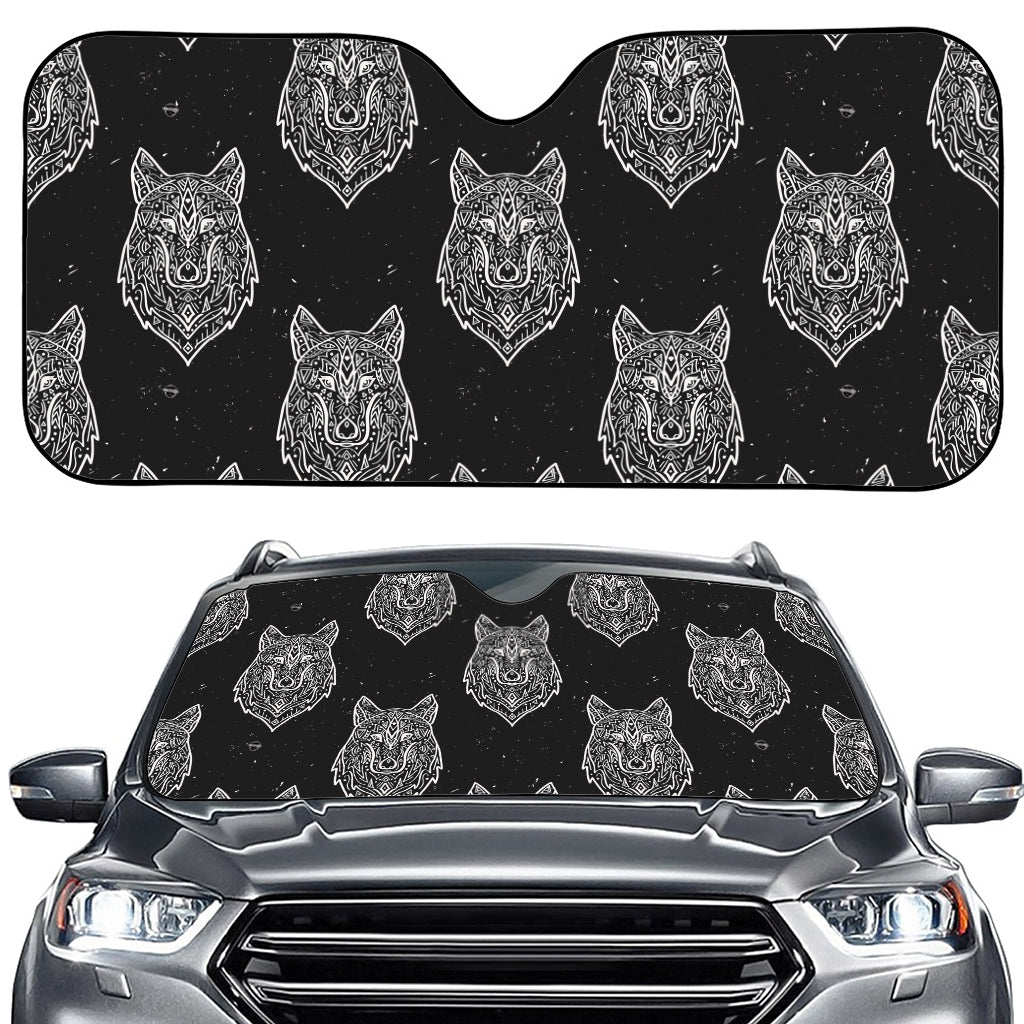 Native Tribal Wolf Pattern Print Car Windshield Sun Shade