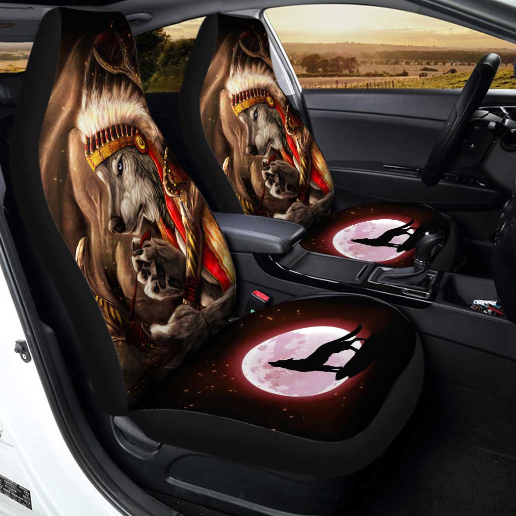 Native Wolf Car Seat Covers Custom Wild Animal Car Accessories