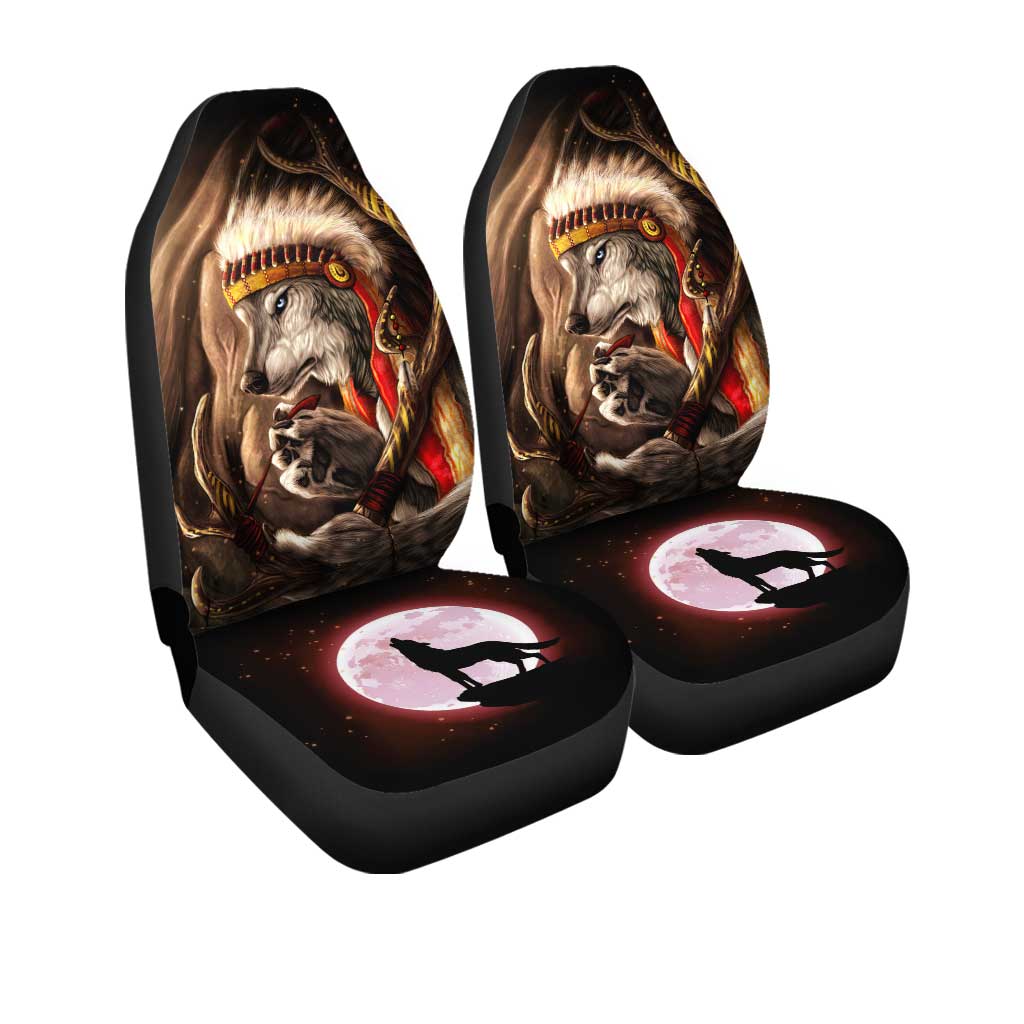 Native Wolf Car Seat Covers Custom Wild Animal Car Accessories