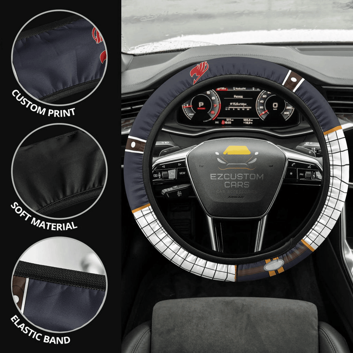 Natsu Dragneel Fairy Tail Anime Steering Wheel Cover
