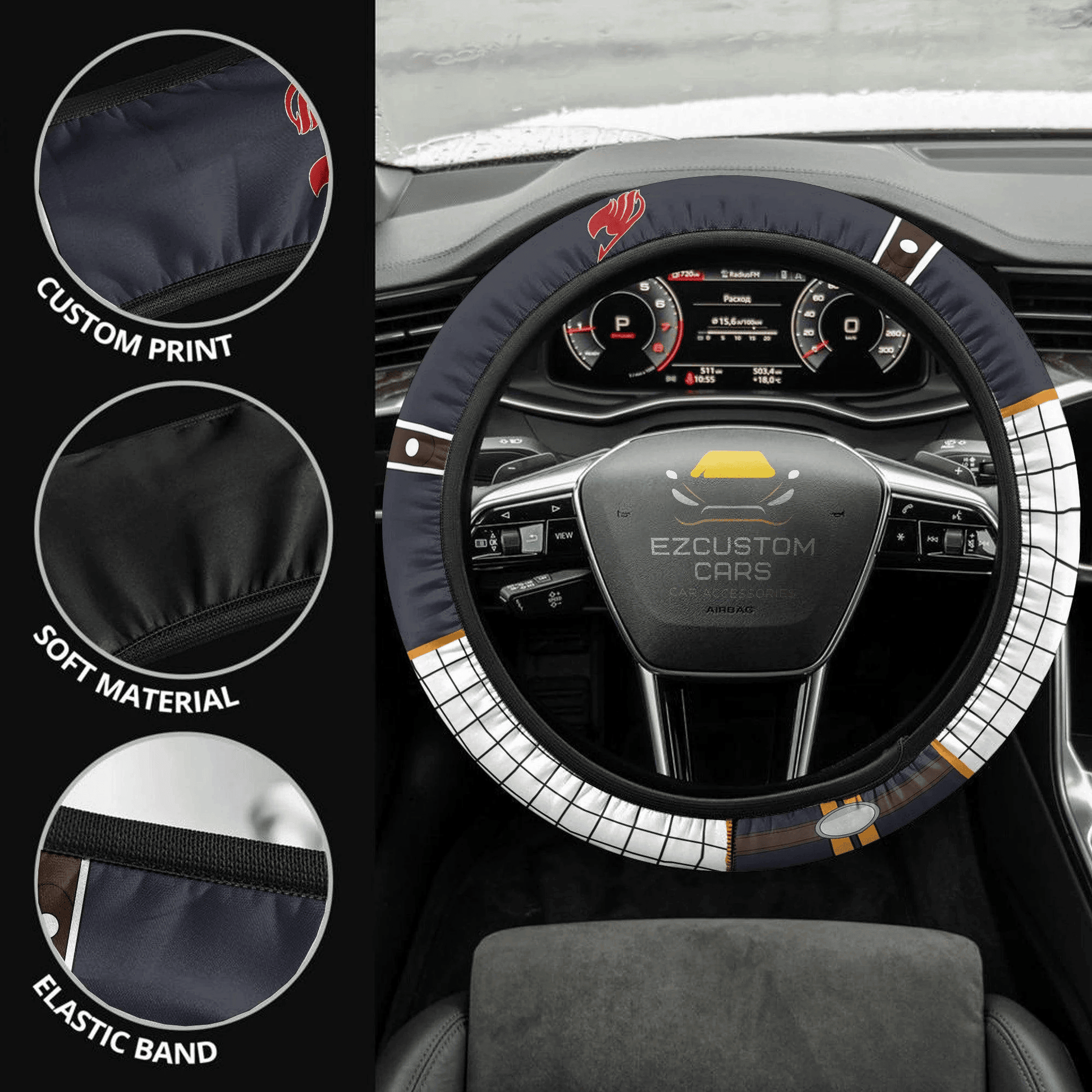 Natsu Dragneel Fairy Tail Anime Steering Wheel Cover