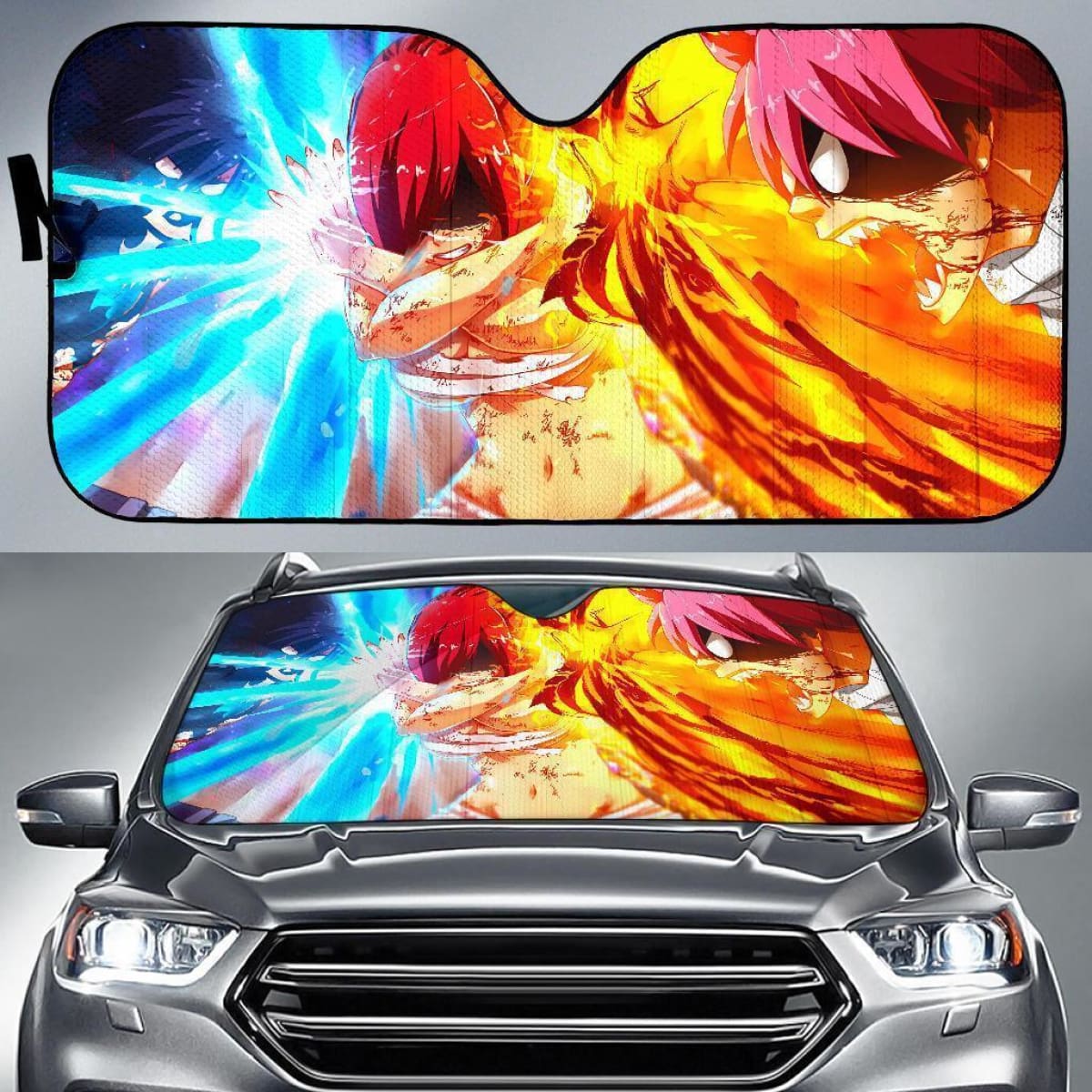 Natsu Erza Gray Fight Fairy Tail Anime Auto Sun Shade Nh06 Universal Fit 111204