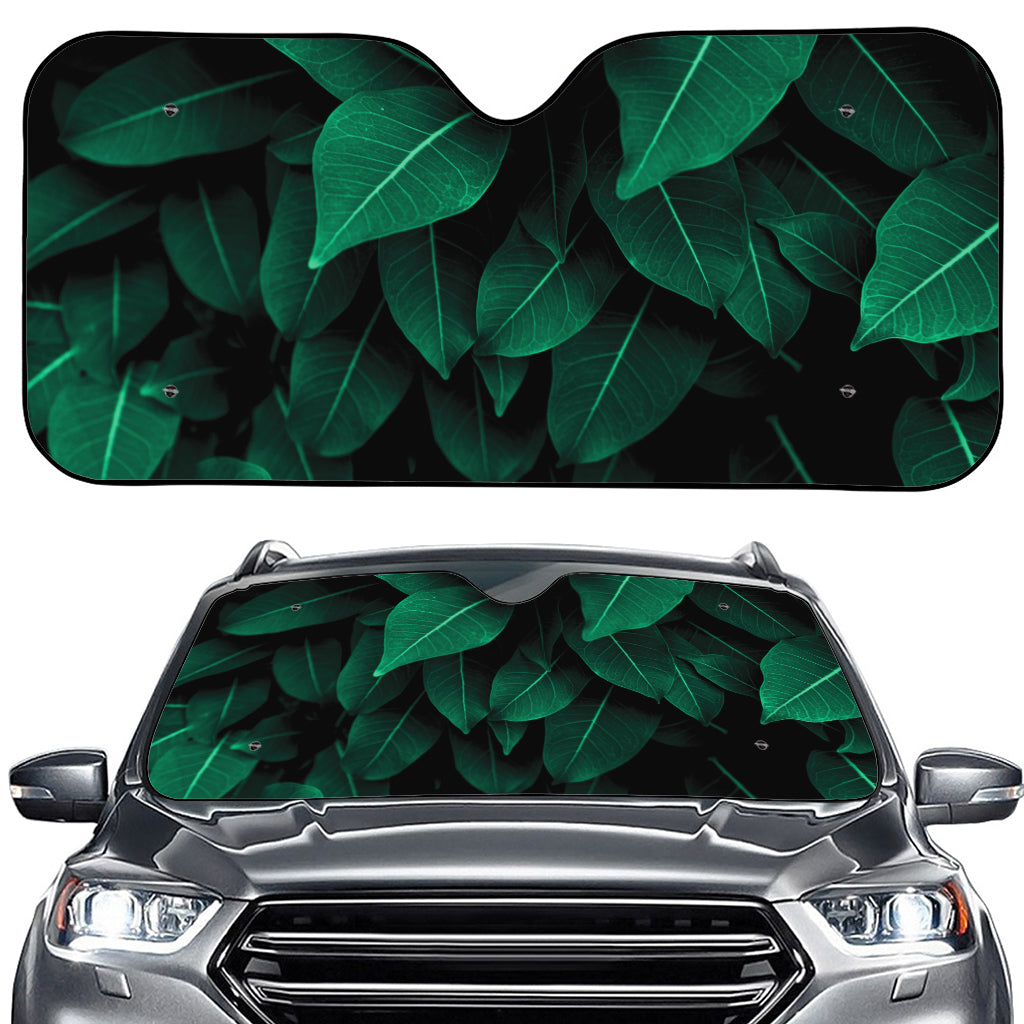 Natural Green Leaf Print Car Windshield Sun Shade