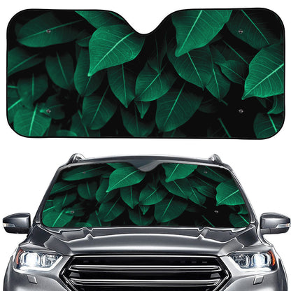 Natural Green Leaf Print Car Windshield Sun Shade