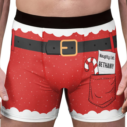 Naughty List Funny Christmas - Personalized Men's Boxer Briefs