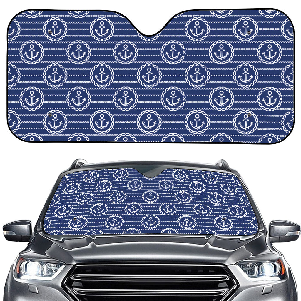 Nautical Anchor Pattern Print Car Windshield Sun Shade