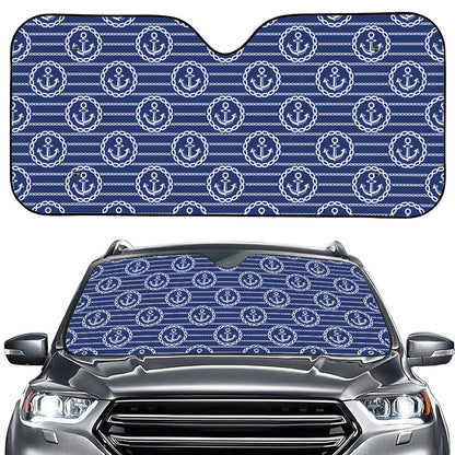Nautical Anchor Pattern Print Car Windshield Sun Shade