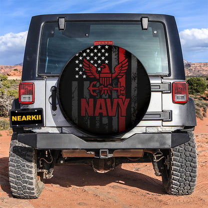 Navy American Flag Thin Red Line Jeep Car Spare Tire Cover