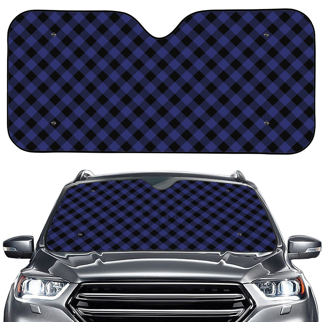 Navy And Black Buffalo Plaid Print Car Windshield Sun Shade