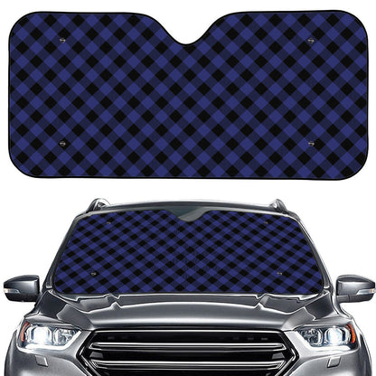 Navy And Black Buffalo Plaid Print Car Windshield Sun Shade