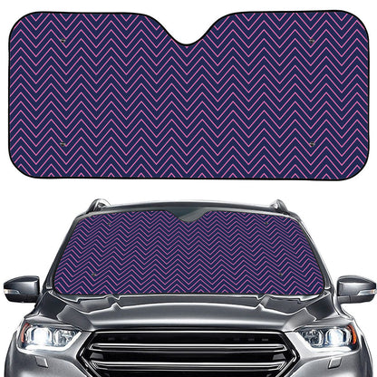 Navy And Pink Zigzag Pattern Print Car Windshield Sun Shade
