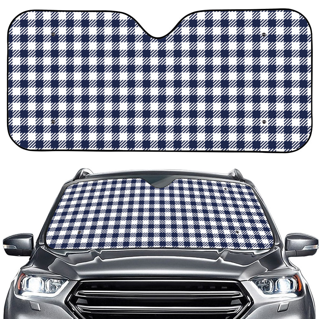 Navy And White Gingham Pattern Print Car Windshield Sun Shade