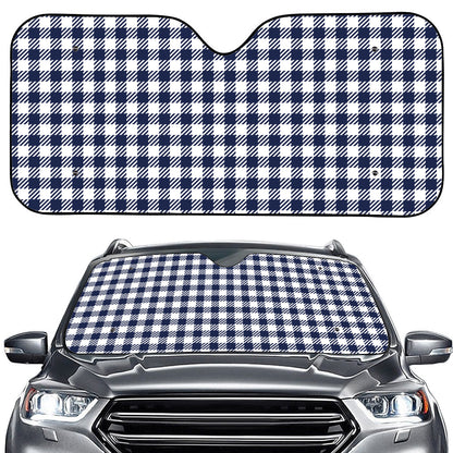 Navy And White Gingham Pattern Print Car Windshield Sun Shade