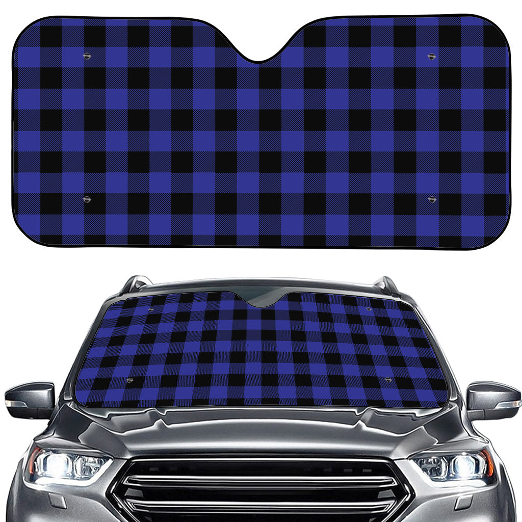 Navy Blue And Black Buffalo Check Print Car Windshield Sun Shade
