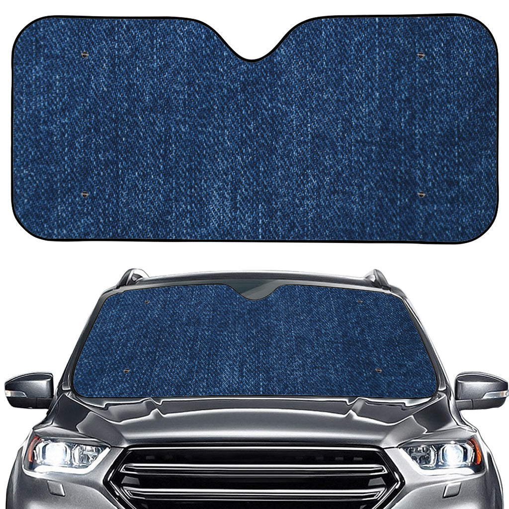 Navy Blue Denim Jeans Print Car Windshield Sun Shade
