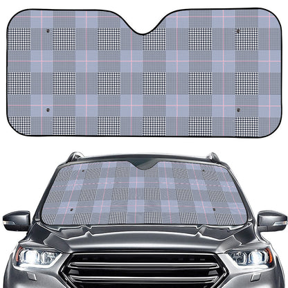 Navy Blue Prince of Wales Check Print Car Windshield Sun Shade