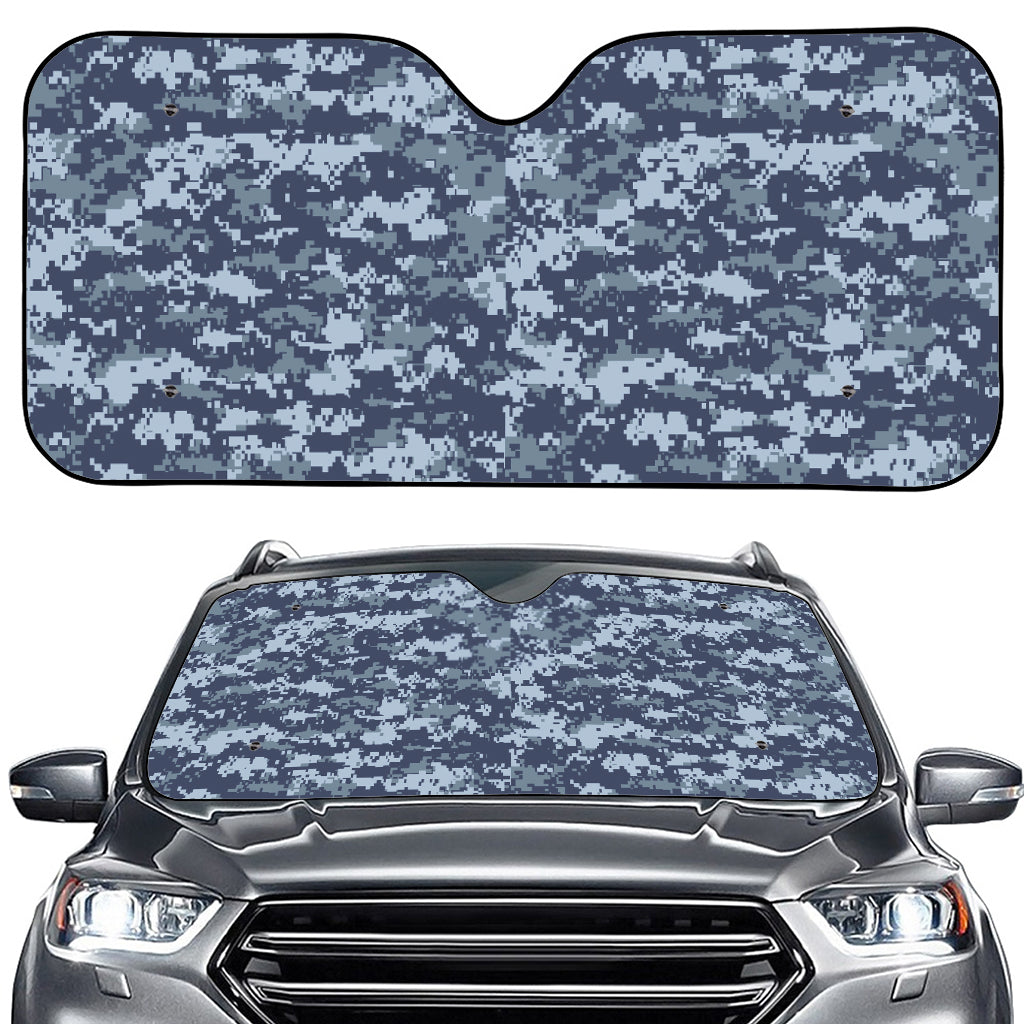 Navy Digital Camo Pattern Print Car Windshield Sun Shade