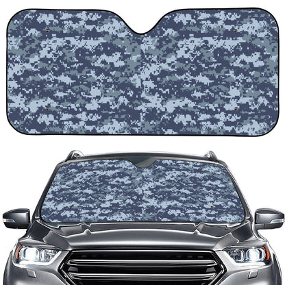 Navy Digital Camo Pattern Print Car Windshield Sun Shade