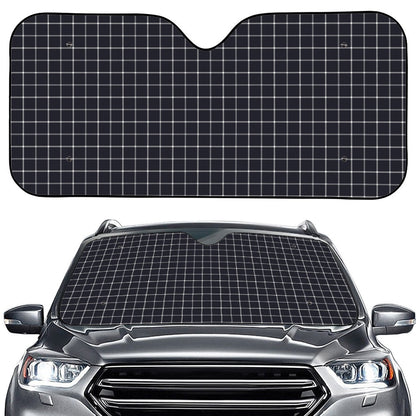 Navy Tattersall Pattern Print Car Windshield Sun Shade