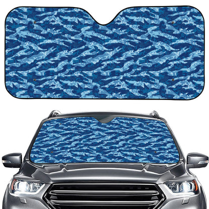 Navy Tiger Stripe Camo Pattern Print Car Windshield Sun Shade
