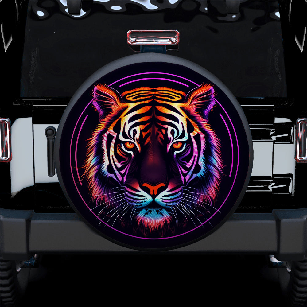 Neon Tiger Car Spare Tire Cover