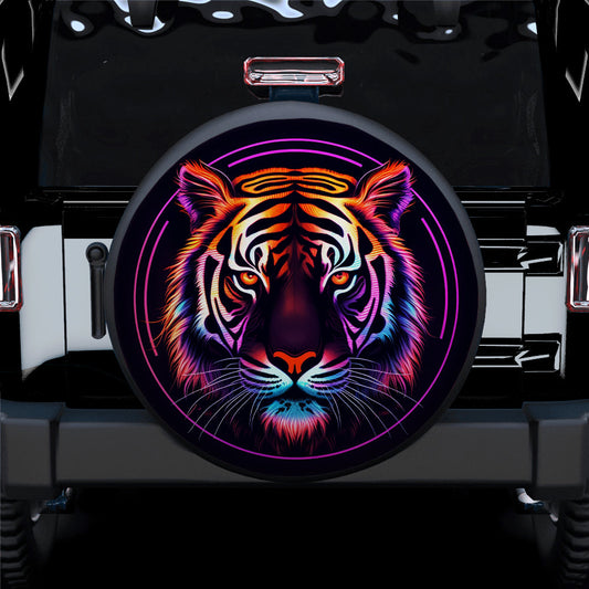 Neon Tiger Car Spare Tire Cover