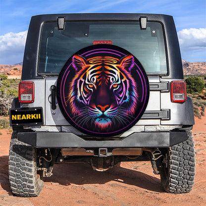 Neon Tiger Car Spare Tire Cover