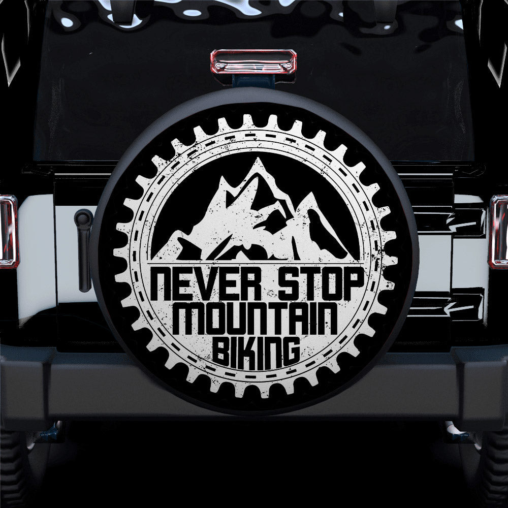 Never Stop Moutain Biking American Day Car Spare Tire Cover