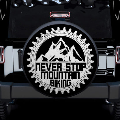 Never Stop Moutain Biking American Day Car Spare Tire Cover