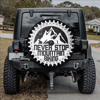 Never Stop Moutain Biking American Day Car Spare Tire Cover