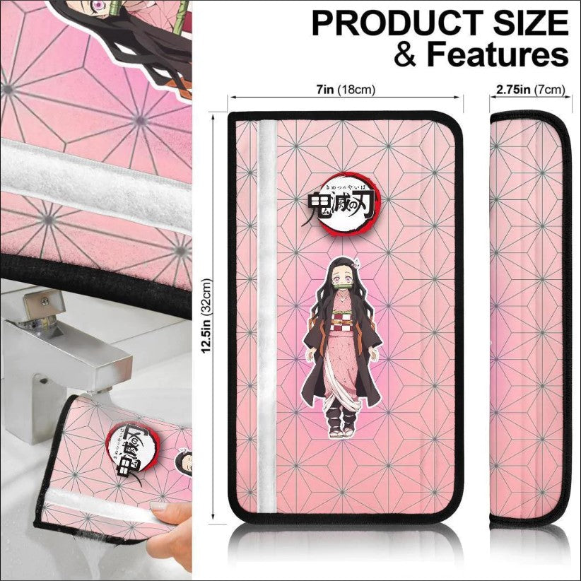 Nezuko Demon Slayers Anime Car Seat Belt Cover Custom Car Accessories