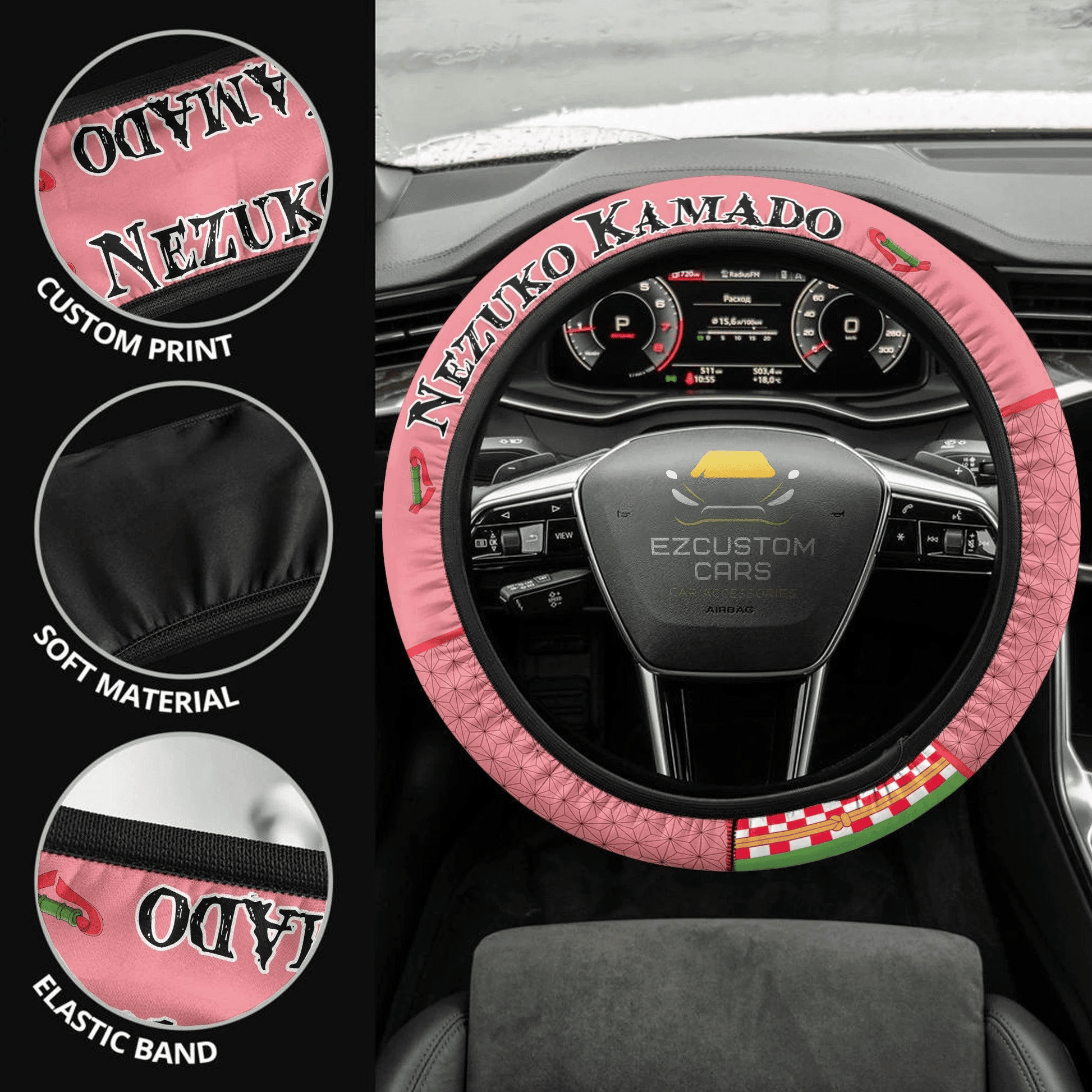 Nezuko Kamado Anime Steering Wheel Cover Custom Anime Demon Slayer Car Accessories