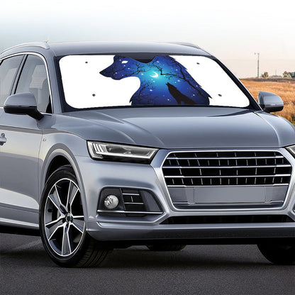 Night Forest Wolf Spirit Print Car Windshield Sun Shade