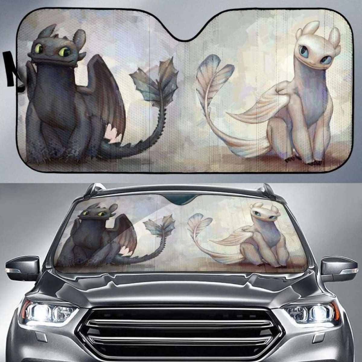Night Fury And Light Fury Car Auto Sun Shades Universal Fit 051312