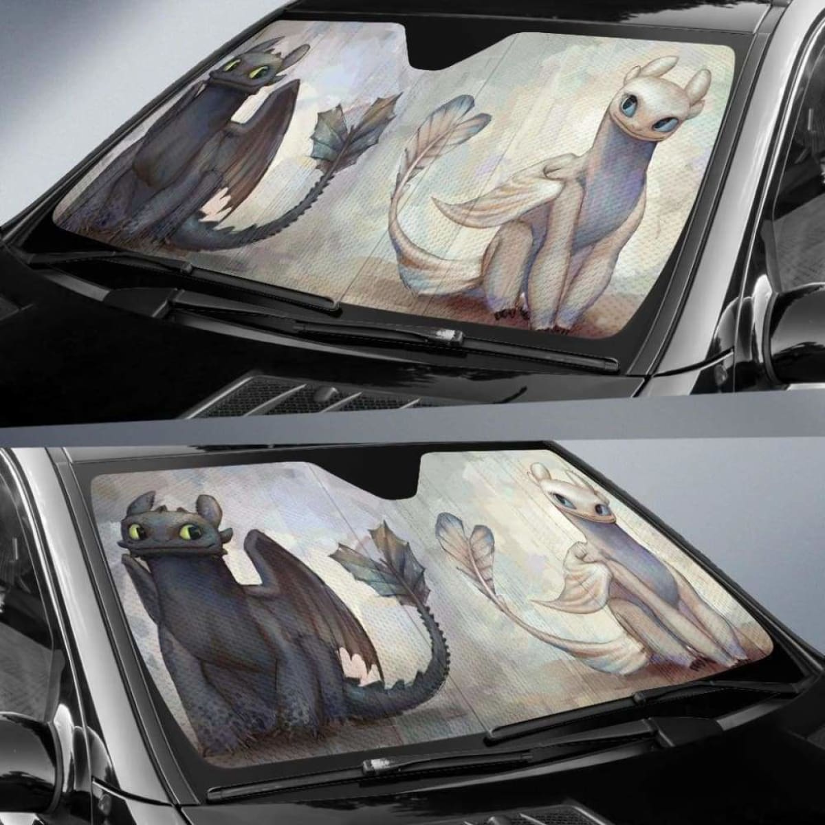 Night Fury And Light Fury Car Auto Sun Shades Universal Fit 051312