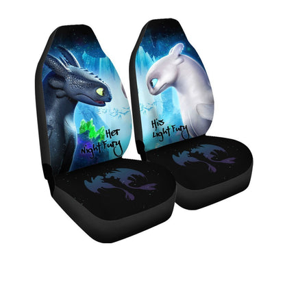 Night Fury and Light Fury Car Seat Covers Custom Couple Car Accessories