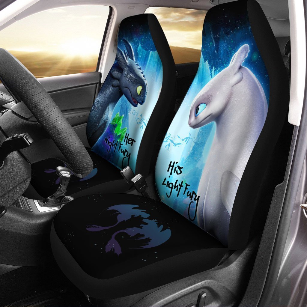 Night Fury and Light Fury Car Seat Covers Custom Couple Car Accessories