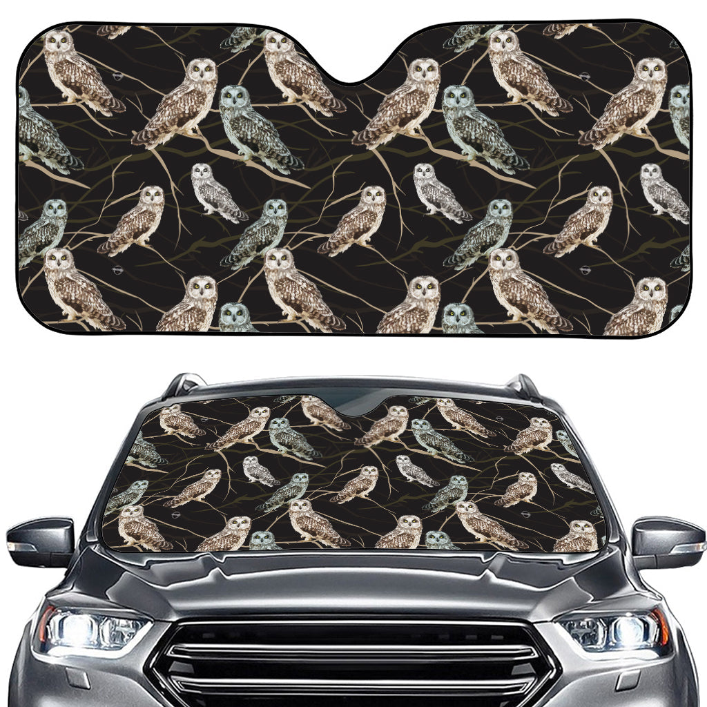 Night Owl Pattern Print Car Windshield Sun Shade