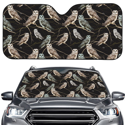 Night Owl Pattern Print Car Windshield Sun Shade