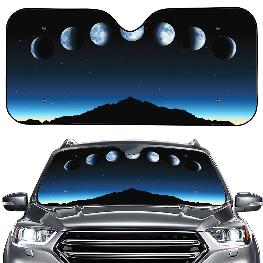 Night Sky And Moon Phase Print Car Windshield Sun Shade