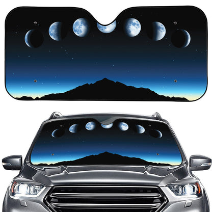 Night Sky And Moon Phase Print Car Windshield Sun Shade