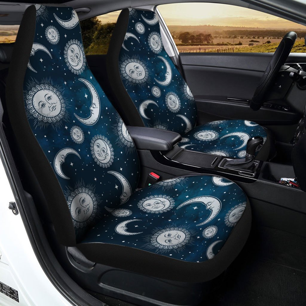 Night Sky Celestial Galaxy Car Seat Covers Sun And Moon Custom Car Accessories